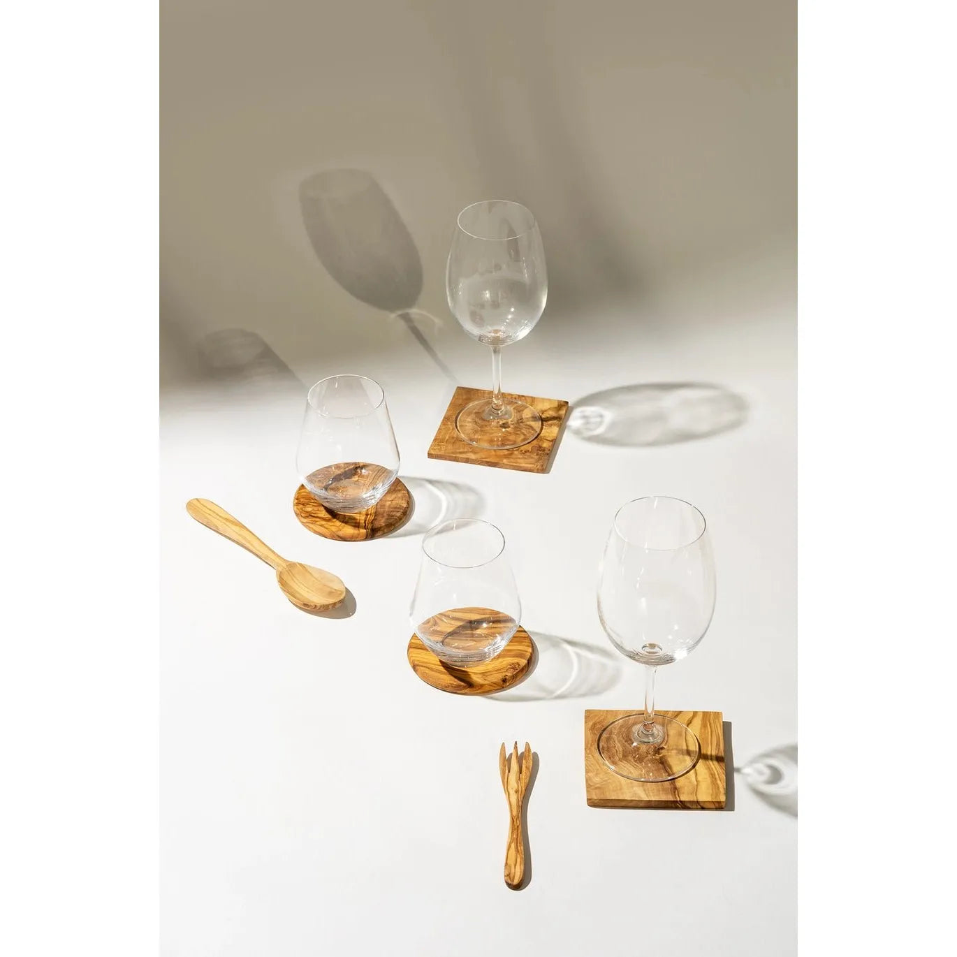 Sous - verres en bois d'olivier - Lagom cadeaux