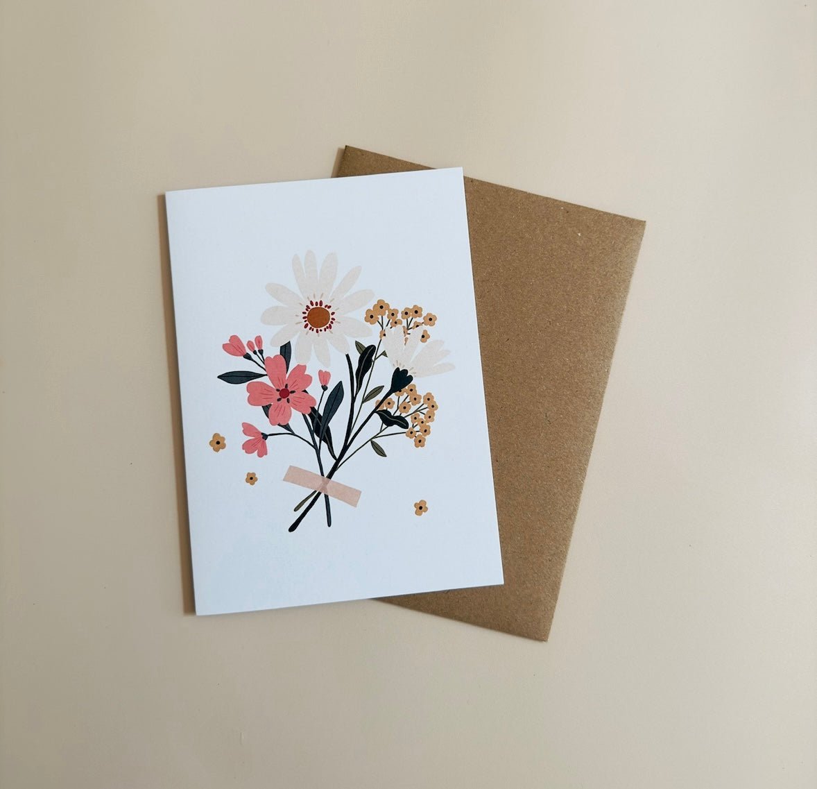 Carte de souhaits - Bouquet et washi - Lagom cadeaux