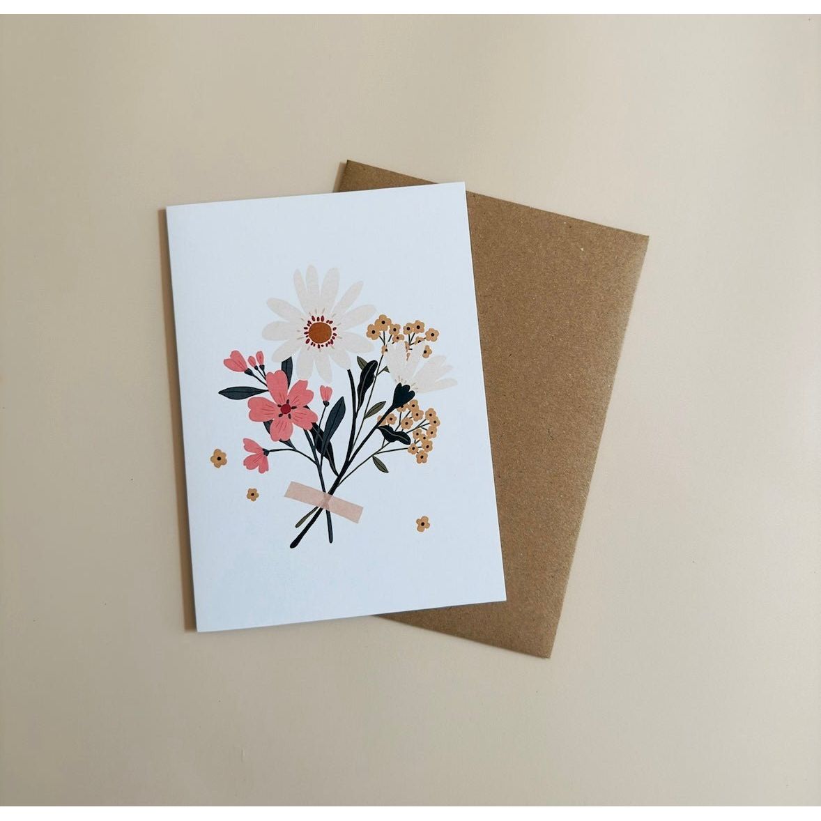 Carte de souhaits - Bouquet et washi - Lagom cadeaux